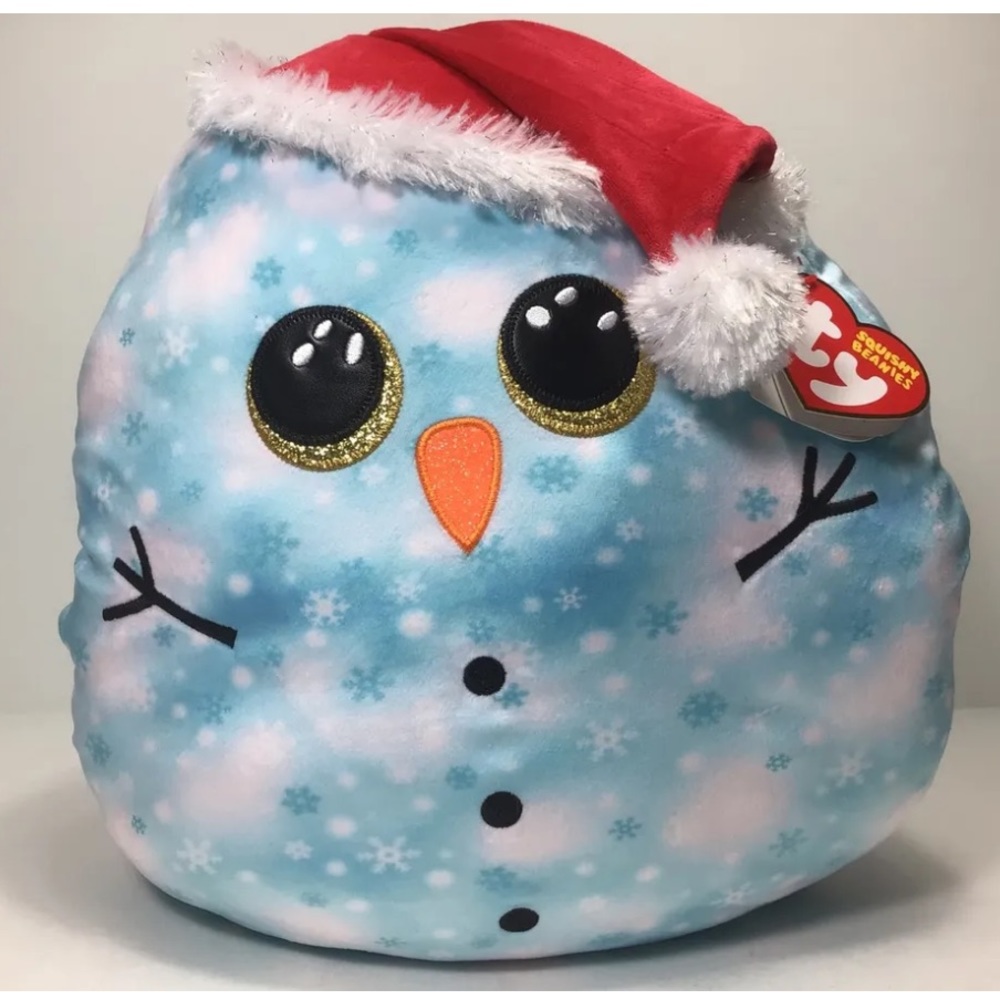 Ty Squishy Beanies FLECK The Snowman NWT Plush Pillow